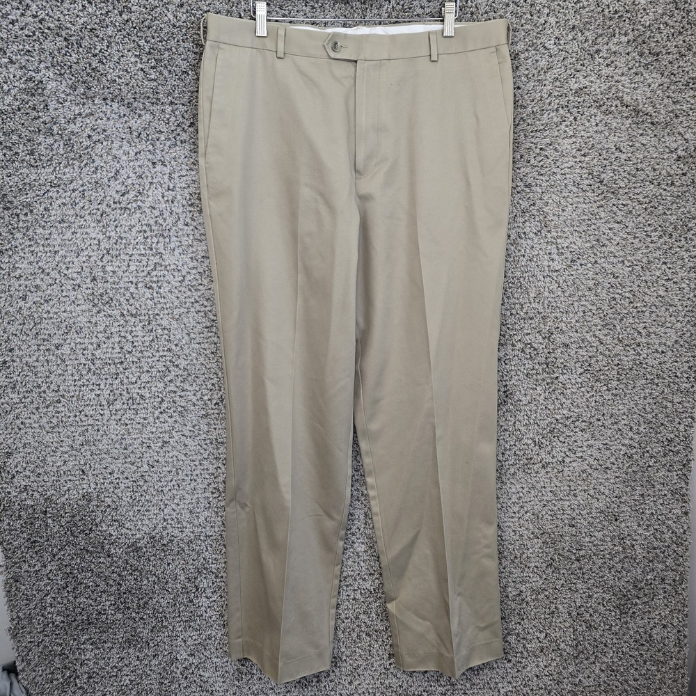Dockers Dress‎ Pants Mens 38x34 Beige Never Iron Relaxed Fit Flat Front Career